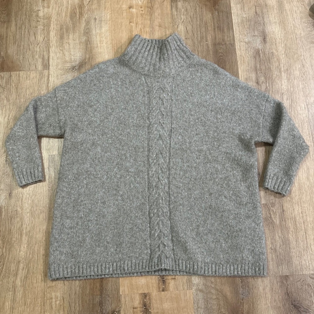 FRENCH CONNECTION | Oversized Cable Knit Mock‎ Neck Alpaca Wool Sweatshirt, XS